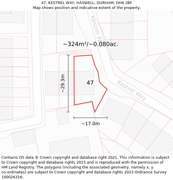 47, KESTREL WAY, HASWELL, DURHAM, DH6 2BF: Plot and title map