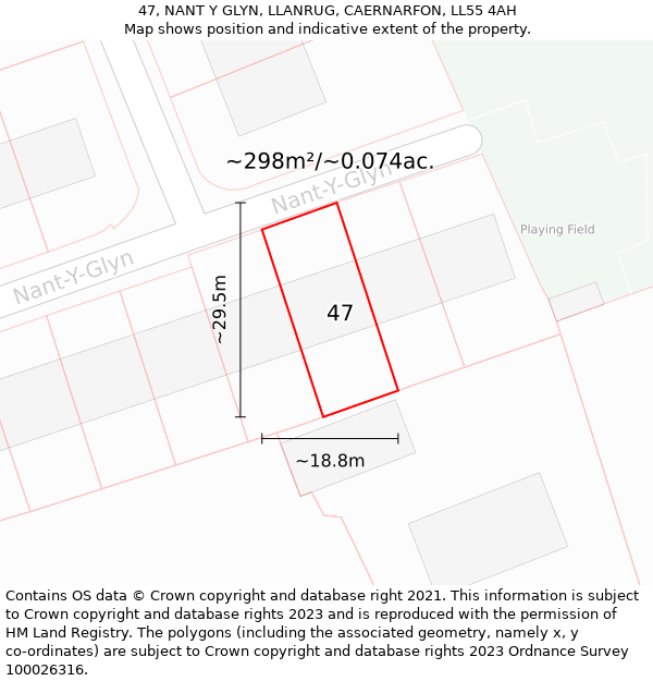 47, NANT Y GLYN, LLANRUG, CAERNARFON, LL55 4AH: Plot and title map