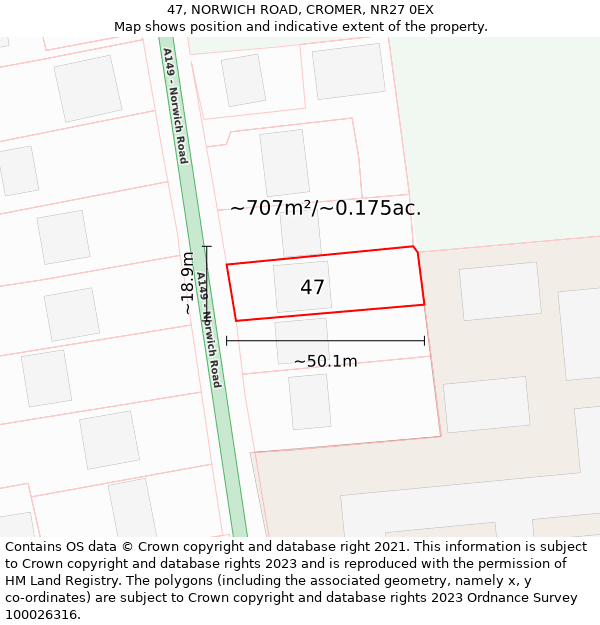 47, NORWICH ROAD, CROMER, NR27 0EX: Plot and title map