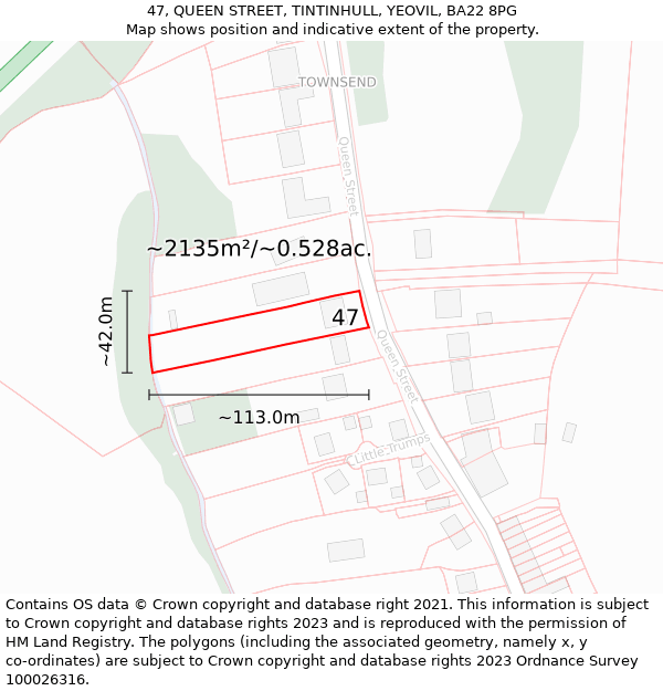 47, QUEEN STREET, TINTINHULL, YEOVIL, BA22 8PG: Plot and title map