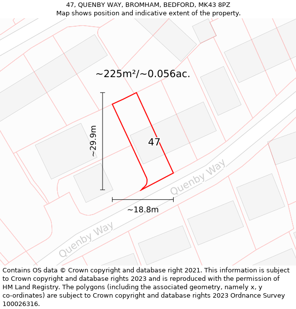 47, QUENBY WAY, BROMHAM, BEDFORD, MK43 8PZ: Plot and title map