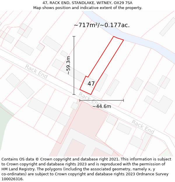 47, RACK END, STANDLAKE, WITNEY, OX29 7SA: Plot and title map