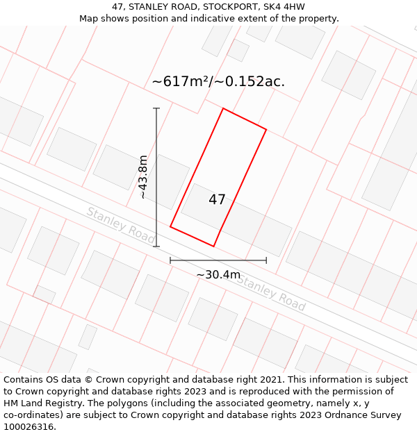 47, STANLEY ROAD, STOCKPORT, SK4 4HW: Plot and title map