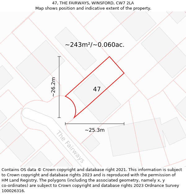 47, THE FAIRWAYS, WINSFORD, CW7 2LA: Plot and title map