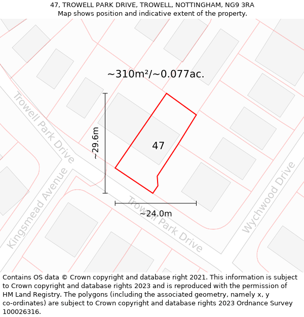 47, TROWELL PARK DRIVE, TROWELL, NOTTINGHAM, NG9 3RA: Plot and title map