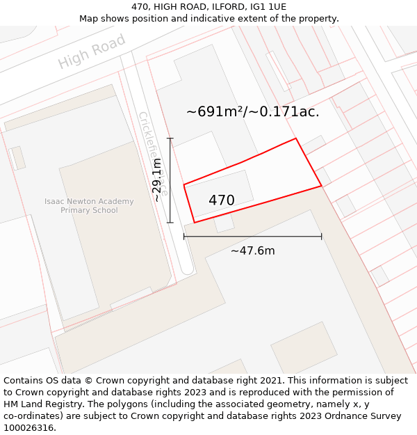 470, HIGH ROAD, ILFORD, IG1 1UE: Plot and title map