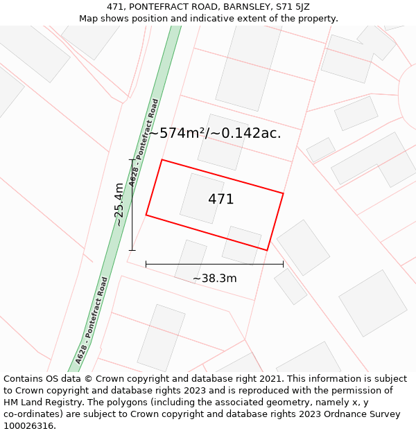 471, PONTEFRACT ROAD, BARNSLEY, S71 5JZ: Plot and title map