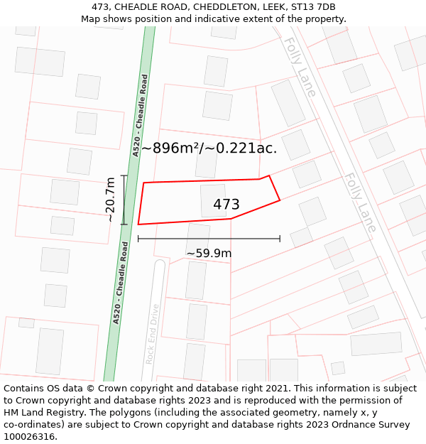 473, CHEADLE ROAD, CHEDDLETON, LEEK, ST13 7DB: Plot and title map