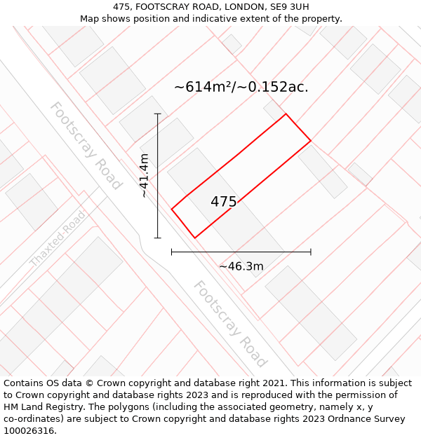 475, FOOTSCRAY ROAD, LONDON, SE9 3UH: Plot and title map