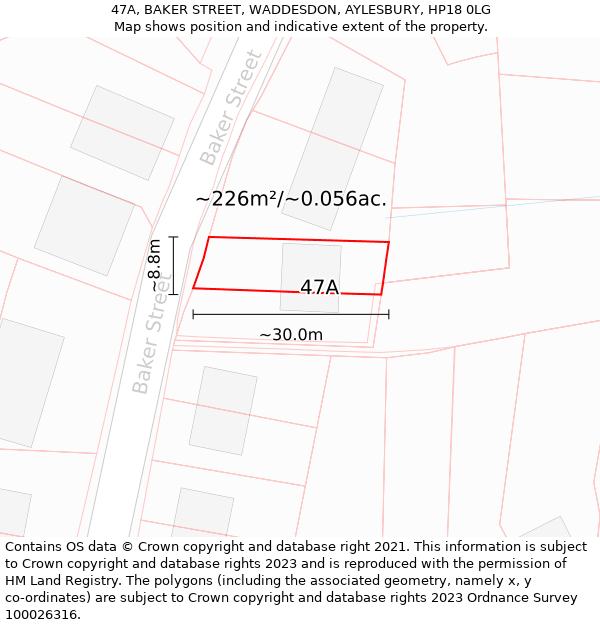 47A, BAKER STREET, WADDESDON, AYLESBURY, HP18 0LG: Plot and title map