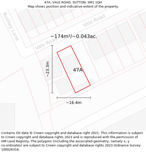 47A, VALE ROAD, SUTTON, SM1 1QH: Plot and title map