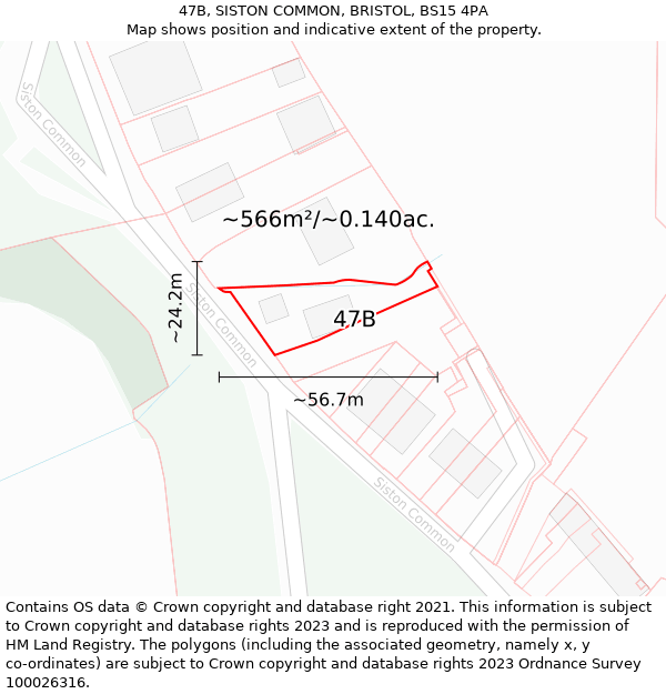 47B, SISTON COMMON, BRISTOL, BS15 4PA: Plot and title map