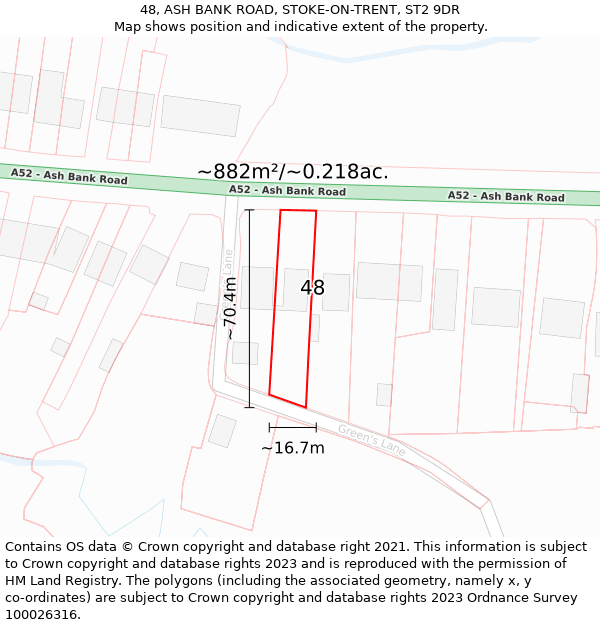48, ASH BANK ROAD, STOKE-ON-TRENT, ST2 9DR: Plot and title map
