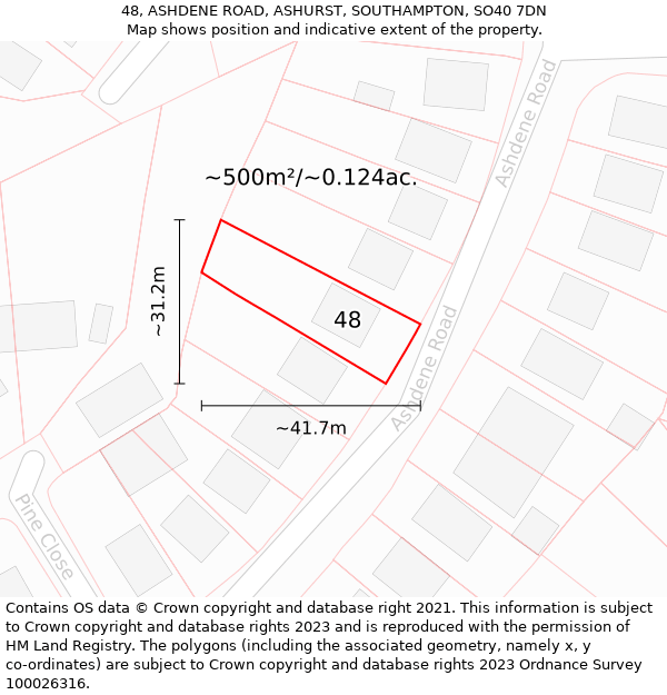 48, ASHDENE ROAD, ASHURST, SOUTHAMPTON, SO40 7DN: Plot and title map