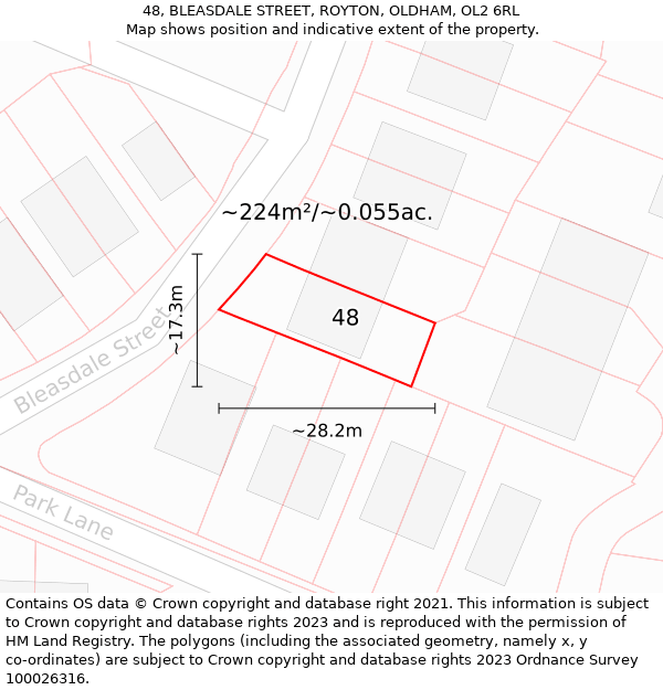 48, BLEASDALE STREET, ROYTON, OLDHAM, OL2 6RL: Plot and title map