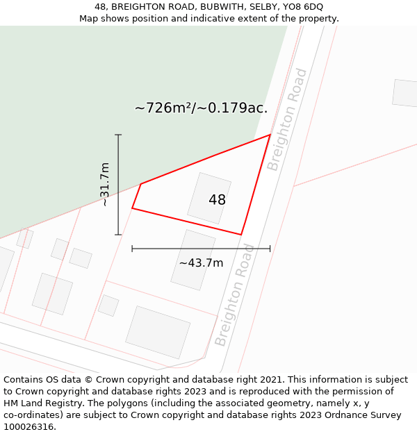 48, BREIGHTON ROAD, BUBWITH, SELBY, YO8 6DQ: Plot and title map
