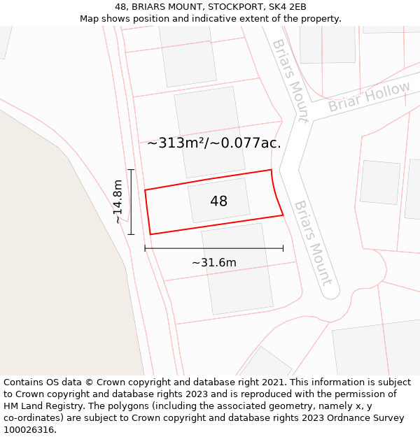 48, BRIARS MOUNT, STOCKPORT, SK4 2EB: Plot and title map