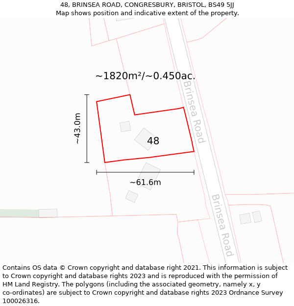 48, BRINSEA ROAD, CONGRESBURY, BRISTOL, BS49 5JJ: Plot and title map