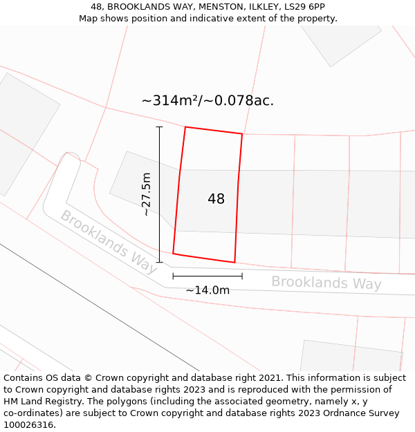 48, BROOKLANDS WAY, MENSTON, ILKLEY, LS29 6PP: Plot and title map