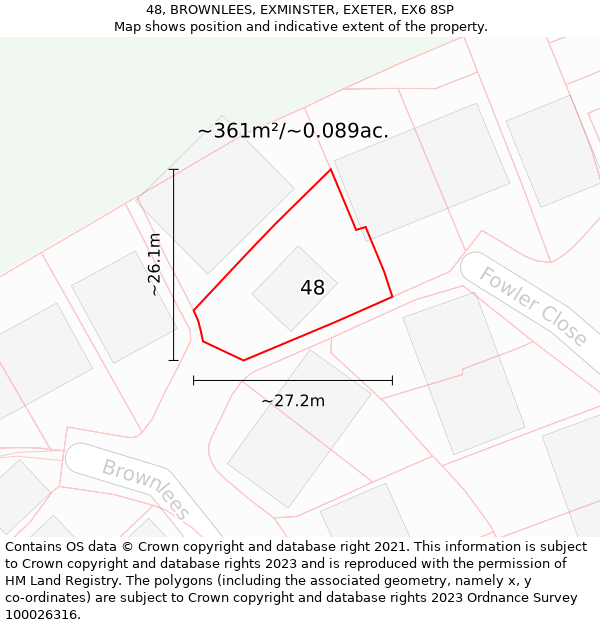 48, BROWNLEES, EXMINSTER, EXETER, EX6 8SP: Plot and title map