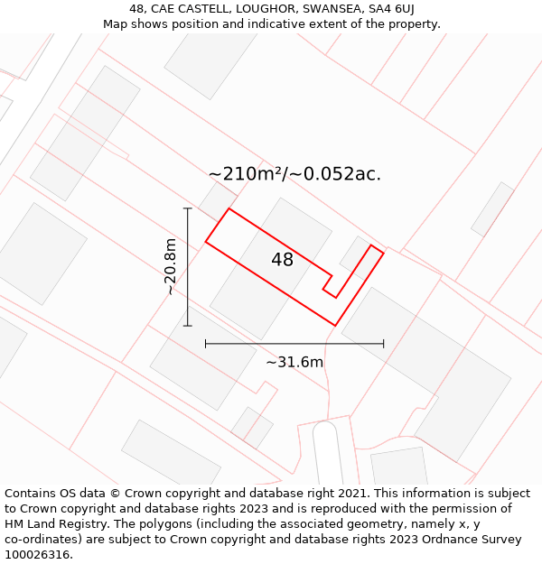 48, CAE CASTELL, LOUGHOR, SWANSEA, SA4 6UJ: Plot and title map