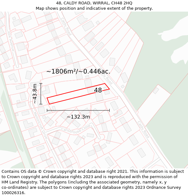 48, CALDY ROAD, WIRRAL, CH48 2HQ: Plot and title map