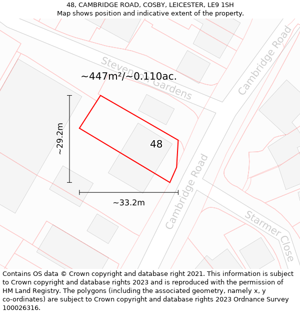 48, CAMBRIDGE ROAD, COSBY, LEICESTER, LE9 1SH: Plot and title map