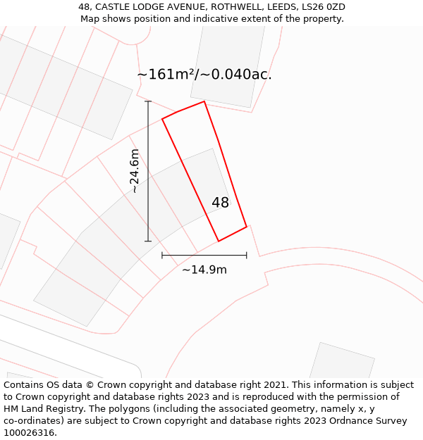 48, CASTLE LODGE AVENUE, ROTHWELL, LEEDS, LS26 0ZD: Plot and title map