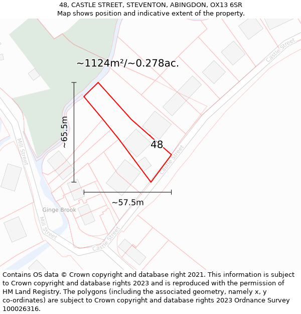 48, CASTLE STREET, STEVENTON, ABINGDON, OX13 6SR: Plot and title map