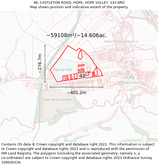 48, CASTLETON ROAD, HOPE, HOPE VALLEY, S33 6RD: Plot and title map