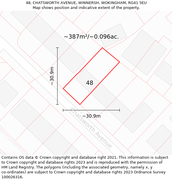 48, CHATSWORTH AVENUE, WINNERSH, WOKINGHAM, RG41 5EU: Plot and title map