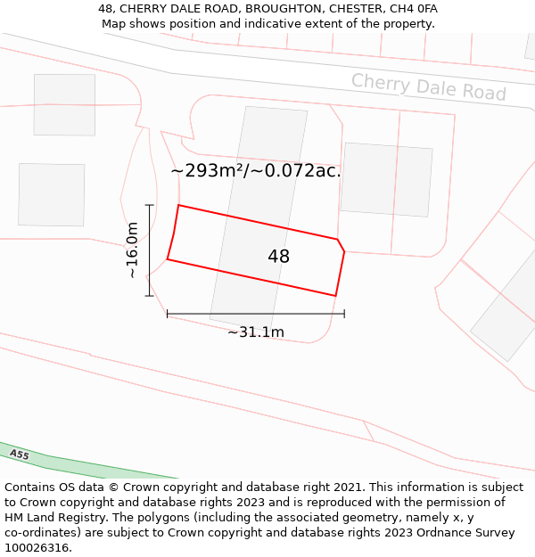 48, CHERRY DALE ROAD, BROUGHTON, CHESTER, CH4 0FA: Plot and title map