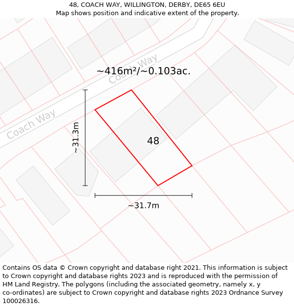 48, COACH WAY, WILLINGTON, DERBY, DE65 6EU: Plot and title map