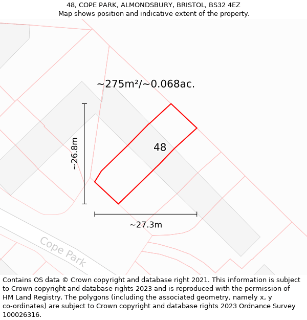 48, COPE PARK, ALMONDSBURY, BRISTOL, BS32 4EZ: Plot and title map