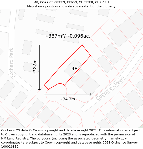 48, COPPICE GREEN, ELTON, CHESTER, CH2 4RH: Plot and title map