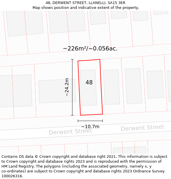 48, DERWENT STREET, LLANELLI, SA15 3ER: Plot and title map