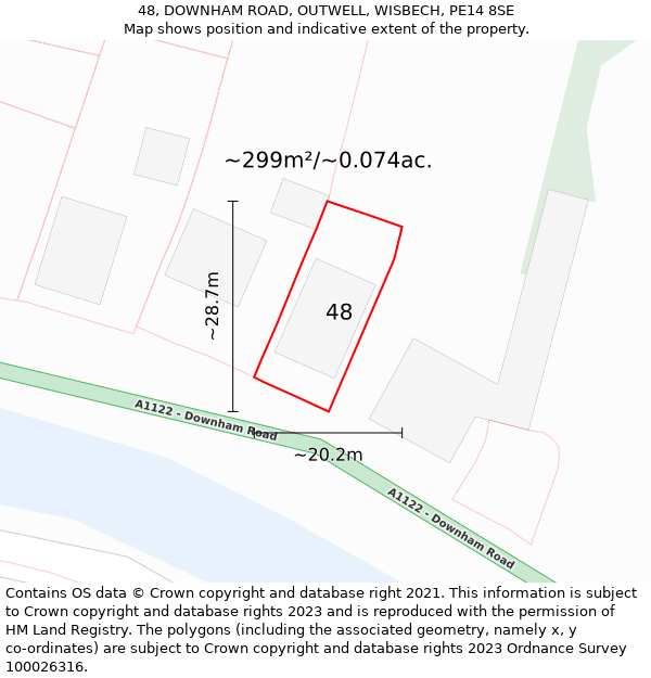 48, DOWNHAM ROAD, OUTWELL, WISBECH, PE14 8SE: Plot and title map