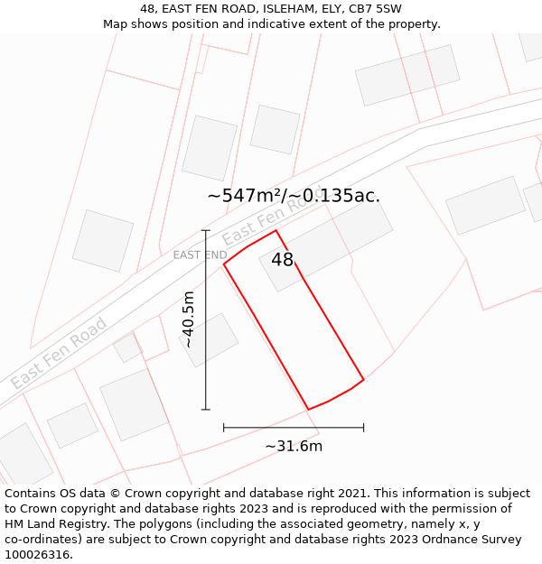 48, EAST FEN ROAD, ISLEHAM, ELY, CB7 5SW: Plot and title map