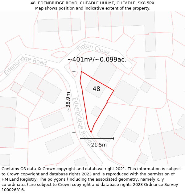 48, EDENBRIDGE ROAD, CHEADLE HULME, CHEADLE, SK8 5PX: Plot and title map