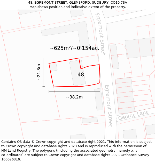 48, EGREMONT STREET, GLEMSFORD, SUDBURY, CO10 7SA: Plot and title map