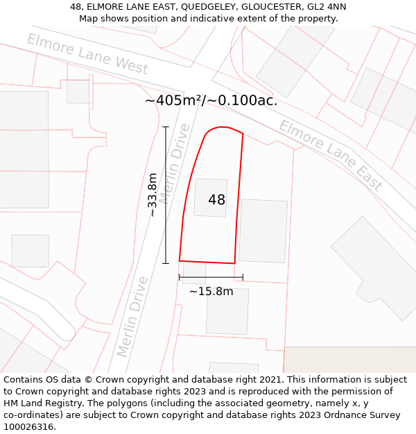 48, ELMORE LANE EAST, QUEDGELEY, GLOUCESTER, GL2 4NN: Plot and title map