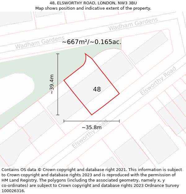 48, ELSWORTHY ROAD, LONDON, NW3 3BU: Plot and title map