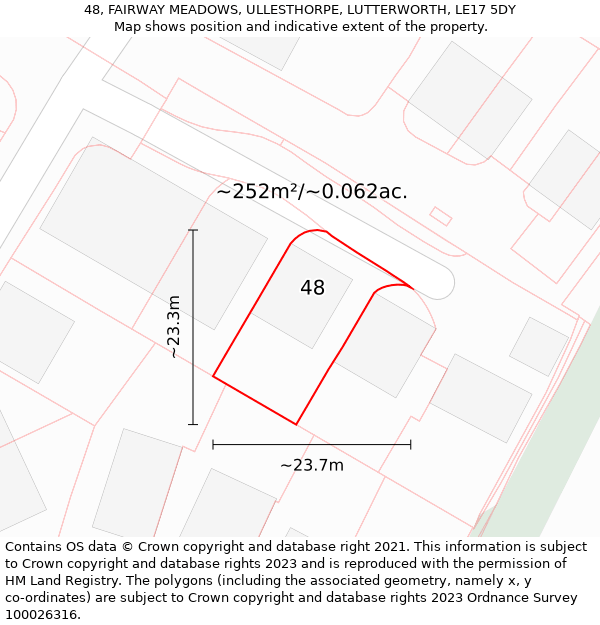 48, FAIRWAY MEADOWS, ULLESTHORPE, LUTTERWORTH, LE17 5DY: Plot and title map