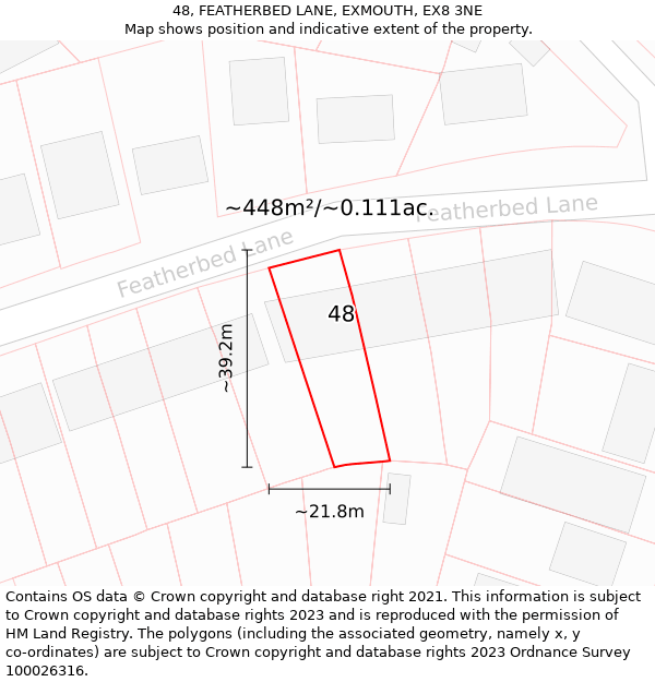 48, FEATHERBED LANE, EXMOUTH, EX8 3NE: Plot and title map