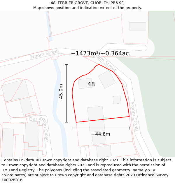 48, FERRIER GROVE, CHORLEY, PR6 9FJ: Plot and title map