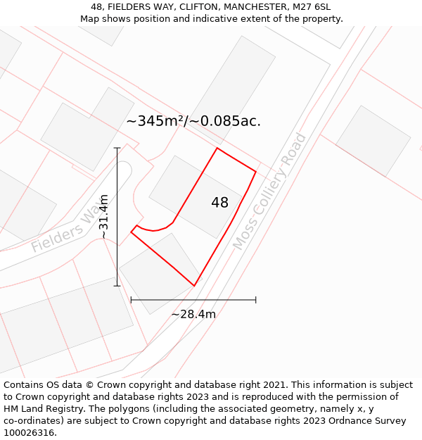 48, FIELDERS WAY, CLIFTON, MANCHESTER, M27 6SL: Plot and title map