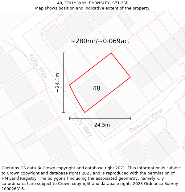 48, FOLLY WAY, BARNSLEY, S71 2SP: Plot and title map