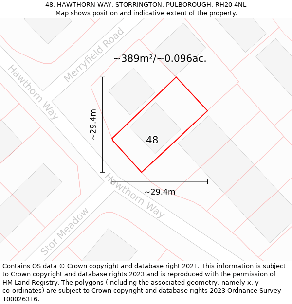 48, HAWTHORN WAY, STORRINGTON, PULBOROUGH, RH20 4NL: Plot and title map