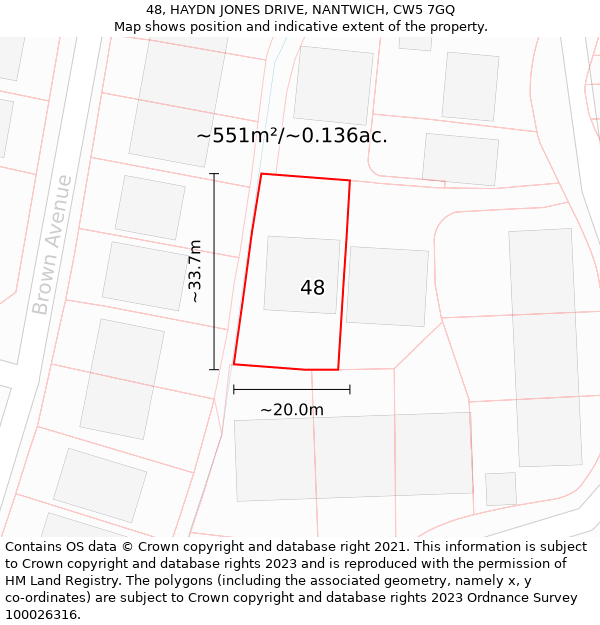 48, HAYDN JONES DRIVE, NANTWICH, CW5 7GQ: Plot and title map