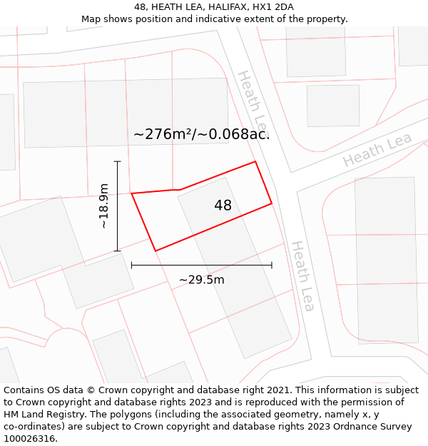 48, HEATH LEA, HALIFAX, HX1 2DA: Plot and title map